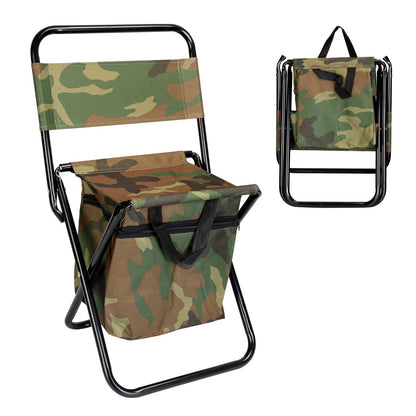 Foldable Fishing Chair with Backrest & Built-In 10L Cooler Bag