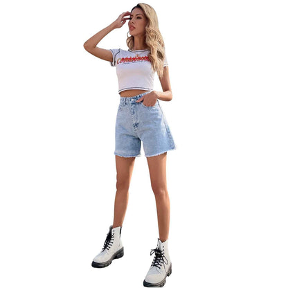 High Waist Loose Women's Denim Shorts – 12 Colors, XS to XL