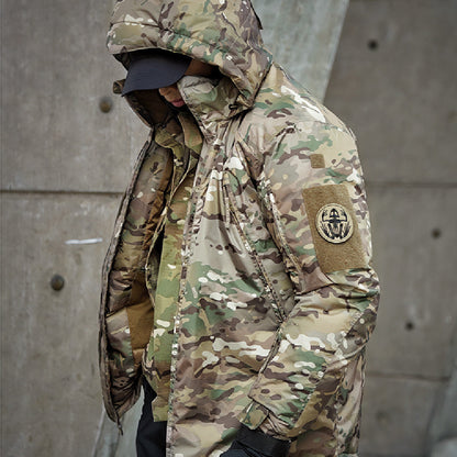 Men's Waterproof CP Camouflage Hooded Puffer Jacket – Cold-Weather Hunting Jacket