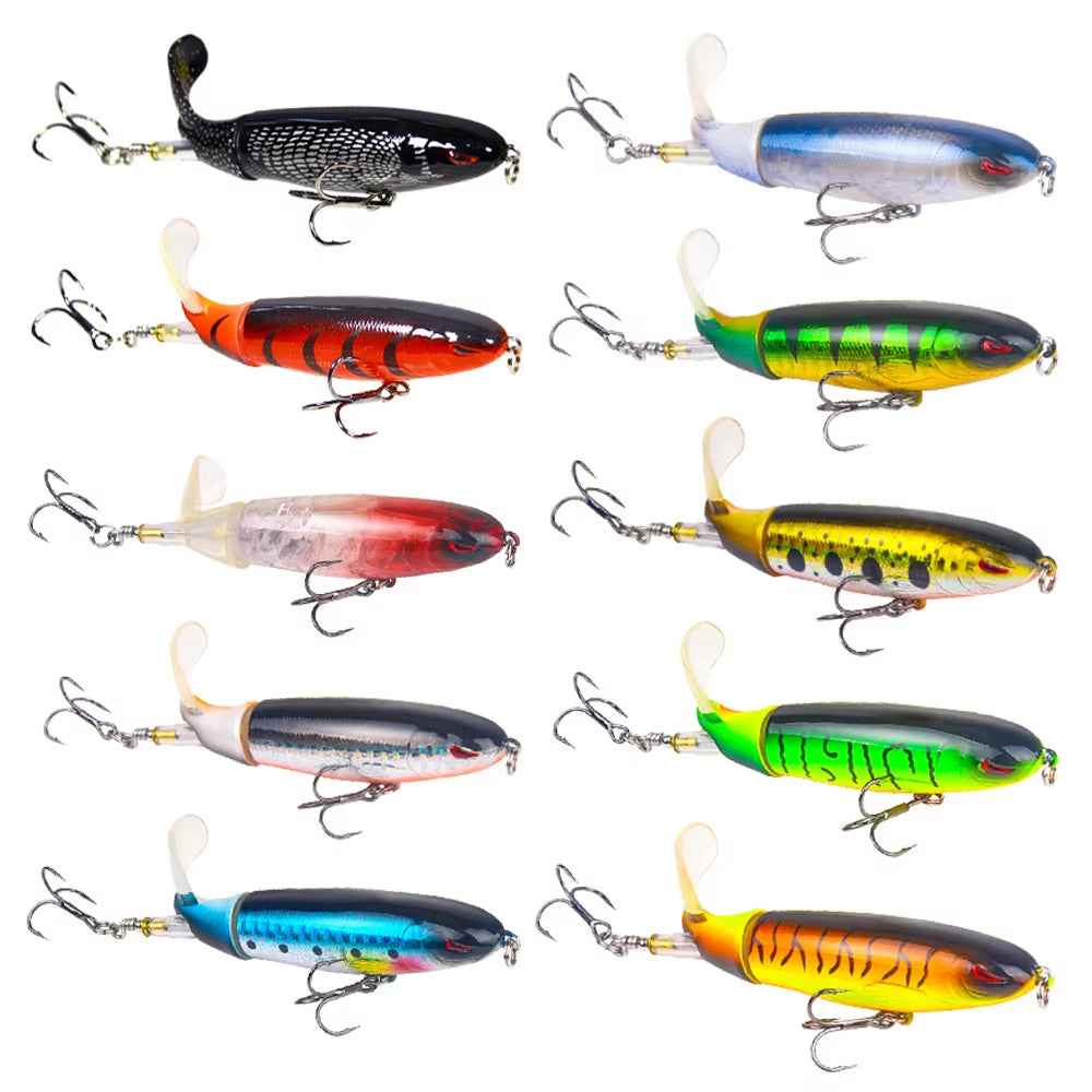 20-Piece Topwater Popper Lure Set with 3D Eyes – Propeller Tail, Bass & Pike