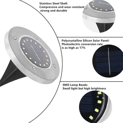 ‚òÄÔ∏è Solar Powered 8-LED Ground Lights | Outdoor Pathway Lighting