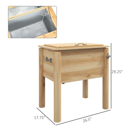 54QT Wooden Outdoor Beverage Cooler with Bottle Opener | Natural Fir Wood