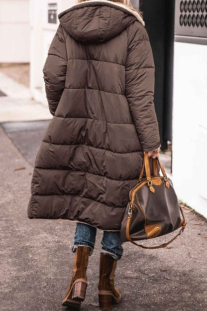 Women's Hooded Long Coat – Casual Winter Outerwear