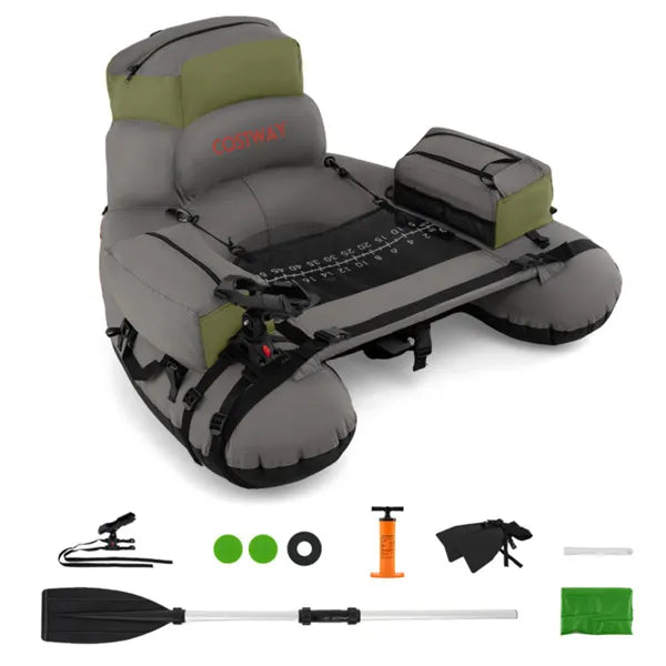 Inflatable Fishing Float Tube – 350 lb Capacity, 2 Air Chambers, Rod Holder & Fish Ruler