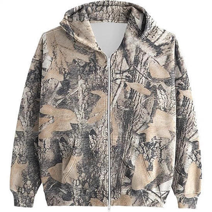 Unisex Printed Hooded Jacket – Casual Zip-Up Outerwear