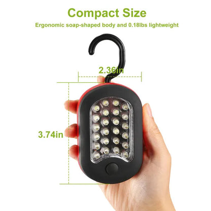 Compact Magnetic Work Light with Hook – 27 LED Camping Flashlight