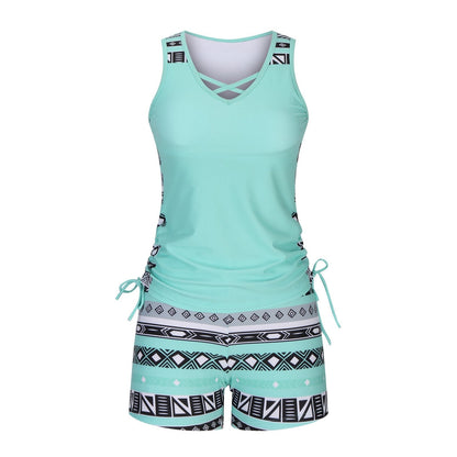 Women's Tummy Control Tankini Set with Built-In Bra ‚Äì Flattering Boho Swimwear with Shortsüíù