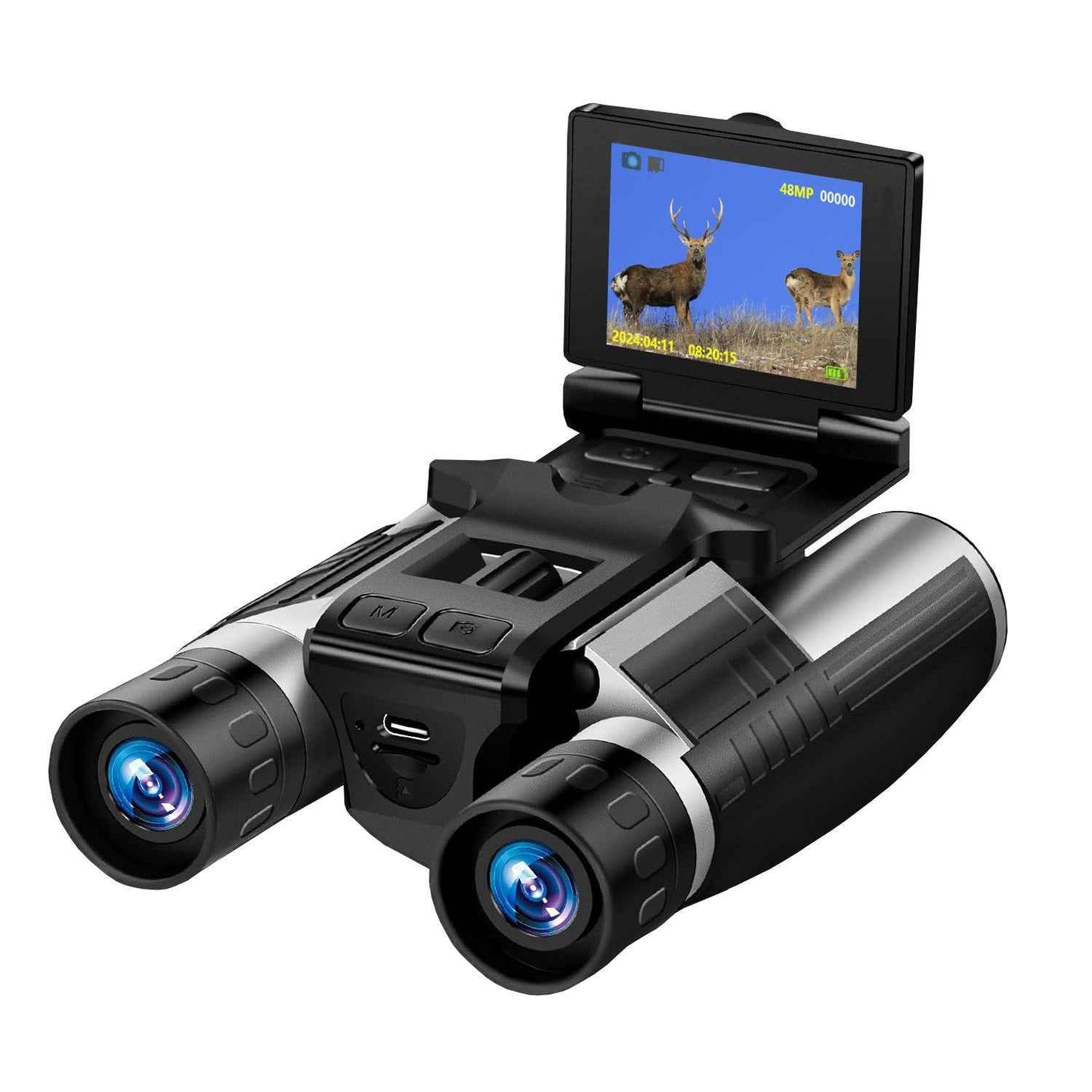 12x32 HD Multi-Function Electronic Binoculars – Outdoor Telescope, Black & Silver