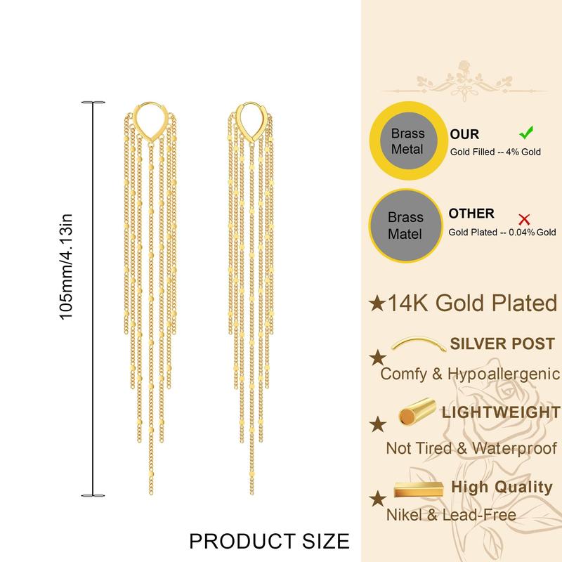 üî•Limited Time 40% Off‚ú®14K Gold Plated Long Tassel Earrings for Women