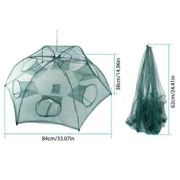Foldable Fishing Bait Trap Net – 6-Sided, 360° Entry for Fish, Shrimp & Crab