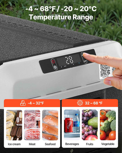 12V Portable Car Fridge Freezer 52.8QT | Fast Cooling, -4°F to 68°F