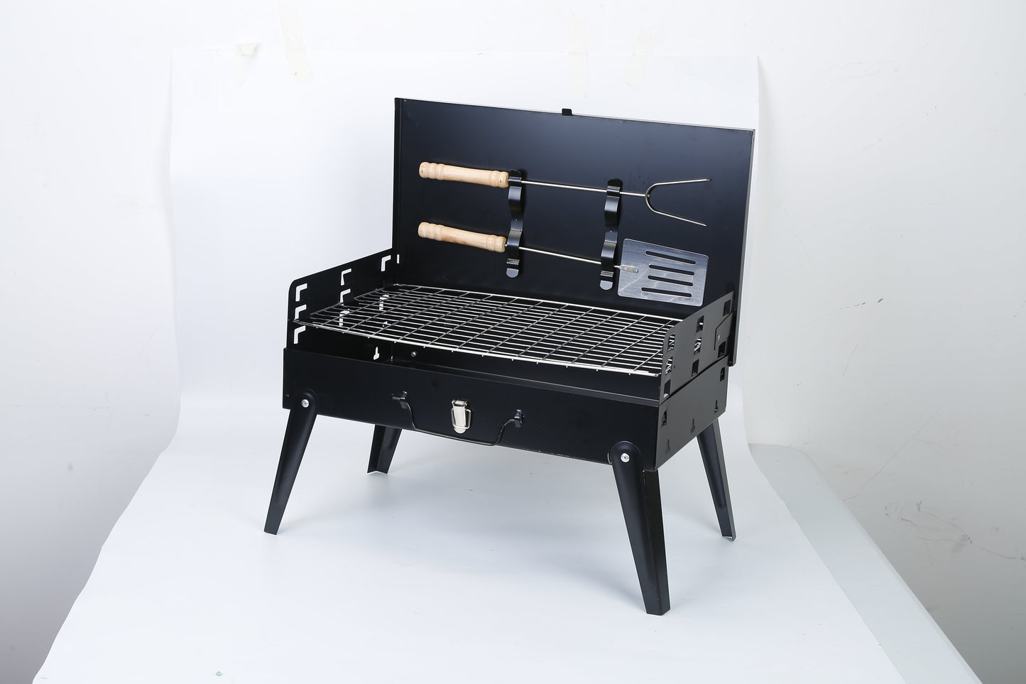 Portable Foldable Charcoal BBQ Grill – Suitcase-Style, 3 Height Settings