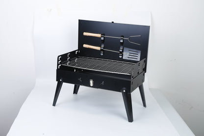Portable Foldable Charcoal BBQ Grill – Suitcase-Style, 3 Height Settings