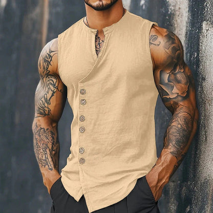 Women's Relaxed Fit Linen Sleeveless Vest