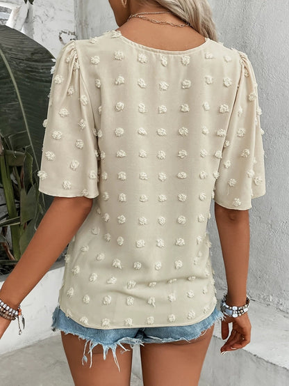 üî• Elegant Swiss Dot Lace Butterfly Sleeve Shirt, Long Sleeve Commuter Top, Loose Fit Casual Summer Blouse for Women