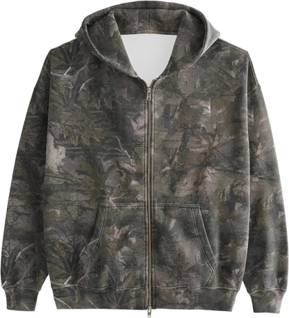 Unisex Printed Hooded Jacket – Casual Zip-Up Outerwear