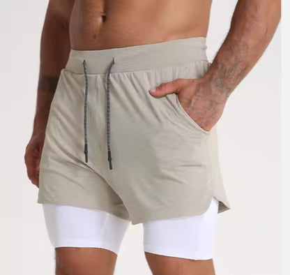 Men's 2-in-1 Quick Dry Gym Shorts – Built-In Liner, Drawstring, 5 Colors, M–3XL