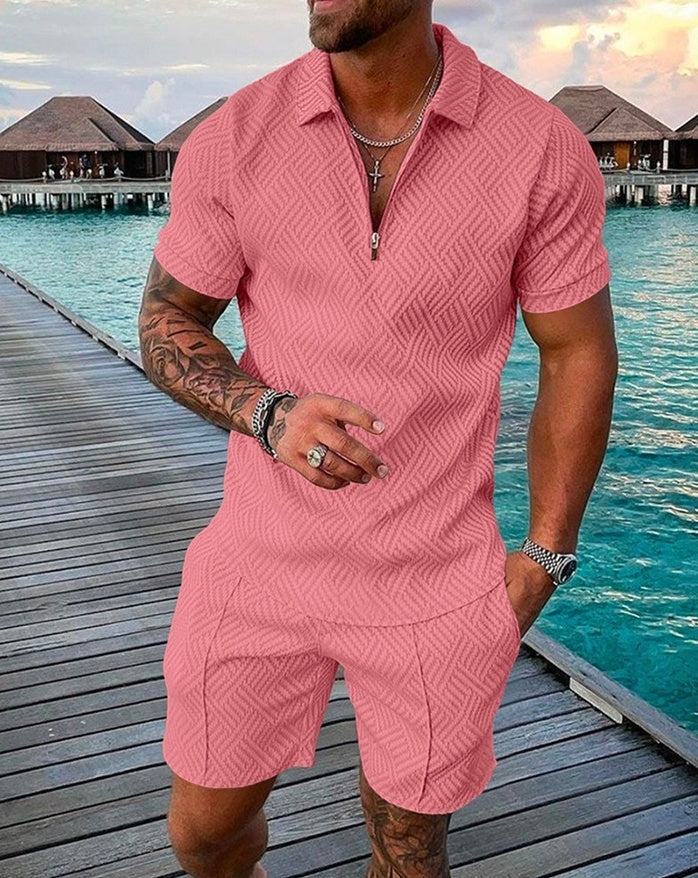 Men's Polo Shirt & Shorts Set – Short Sleeve, 7 Colors, S–3XL