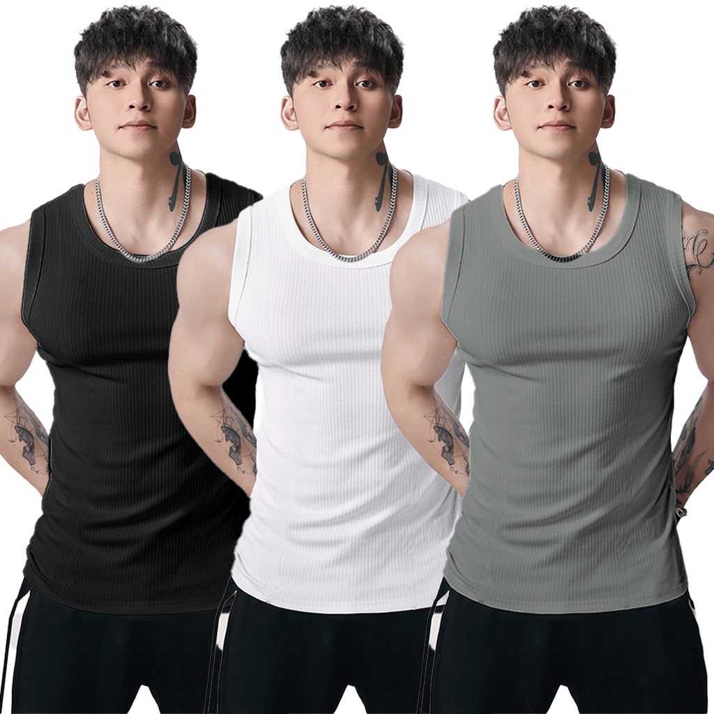 üî•Men's  Wide Strap Ribbed Tank Top