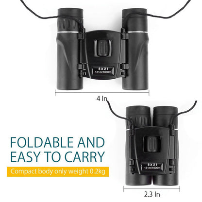 8x21 Compact Waterproof Binoculars – BK7 Prism with FMC Lens Coating