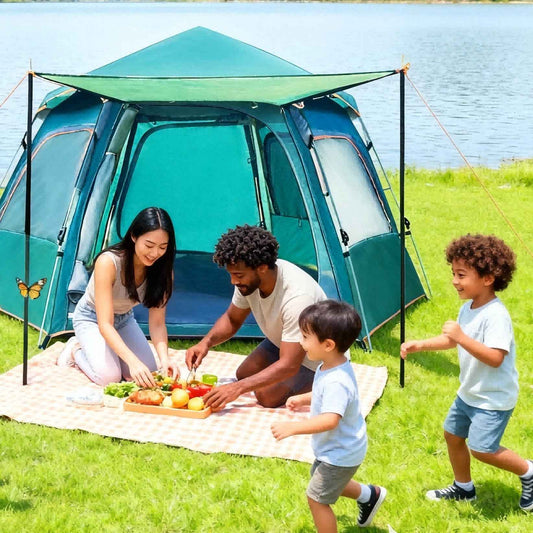 4–6 Person Pop-Up Family Camping Tent – 30-Second Setup, 9.2ft Starlight Mesh Roof & 1500mm Waterproof