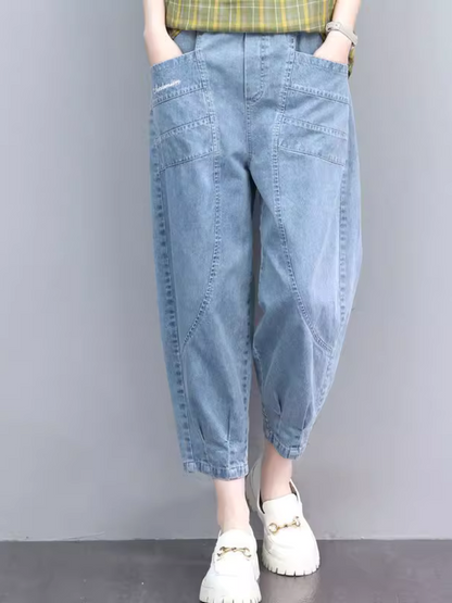 Women's Casual High-Waisted Harem Pockets Pants Bottom