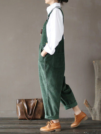 Corduroy Bib Overalls - Adjustable Strap Dungarees