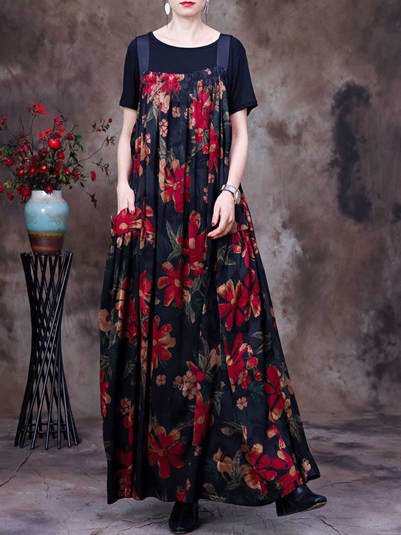 Folaral Pleated Pocket Maxi Salopette Dress | Eva Trends
