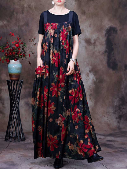 Folaral Pleated Pocket Maxi Salopette Dress | Eva Trends