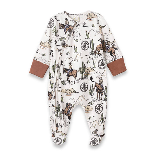 Baby Boy's On The Range Bamboo Zipper Romper