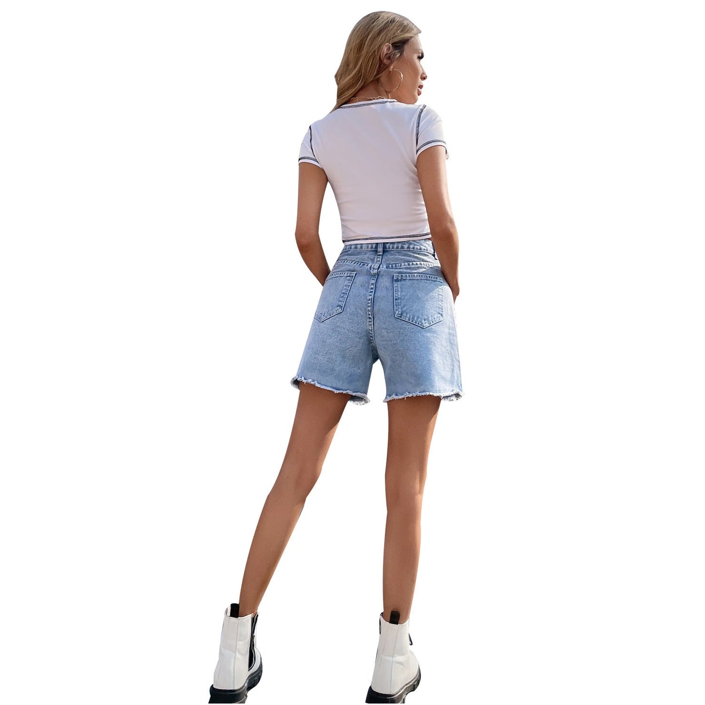 High Waist Loose Women's Denim Shorts – 12 Colors, XS to XL