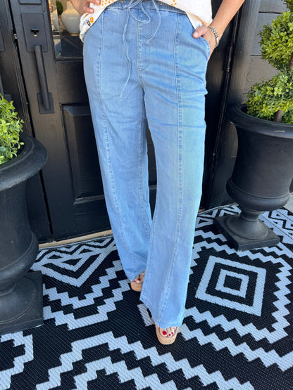 High-Rise Wide Leg Jogger - French Blue