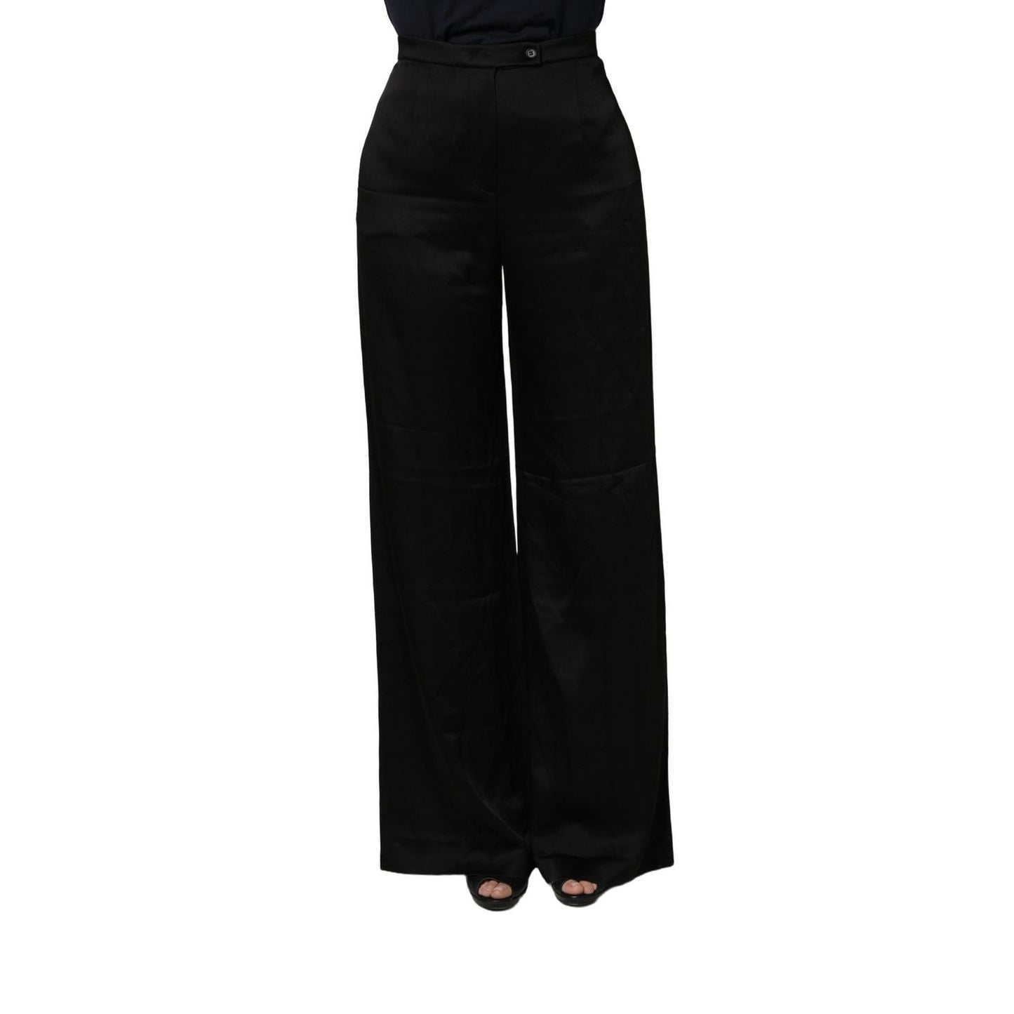 Alberta Ferretti Black HighWaist WideLeg Women Trouser Pants