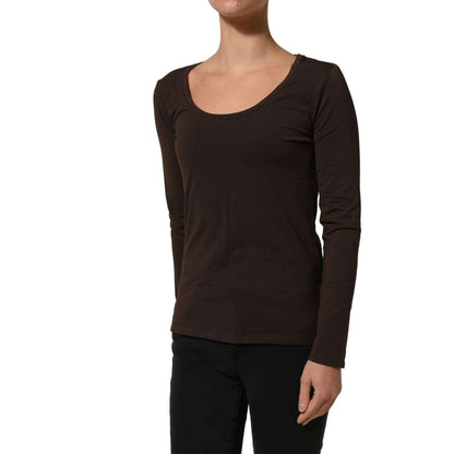 Alpha Massimo Rebecchi Brown Long Sleeves Round Neck Top