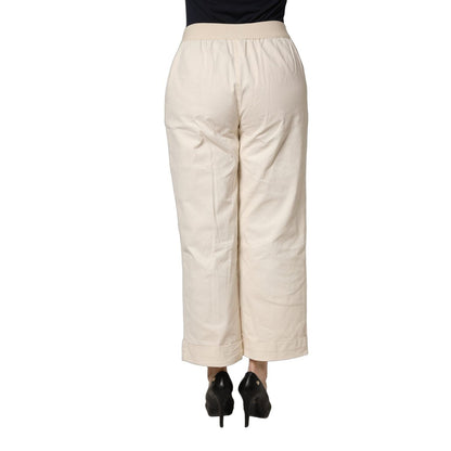 Alpha Studio Beige High Waist Straight Capri Cropped Trouser Pants
