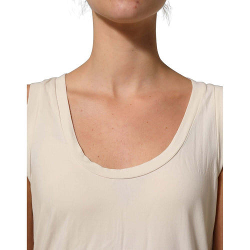 Aniye By Beige Viscose Sleeveless Round Neck Women Tank Top