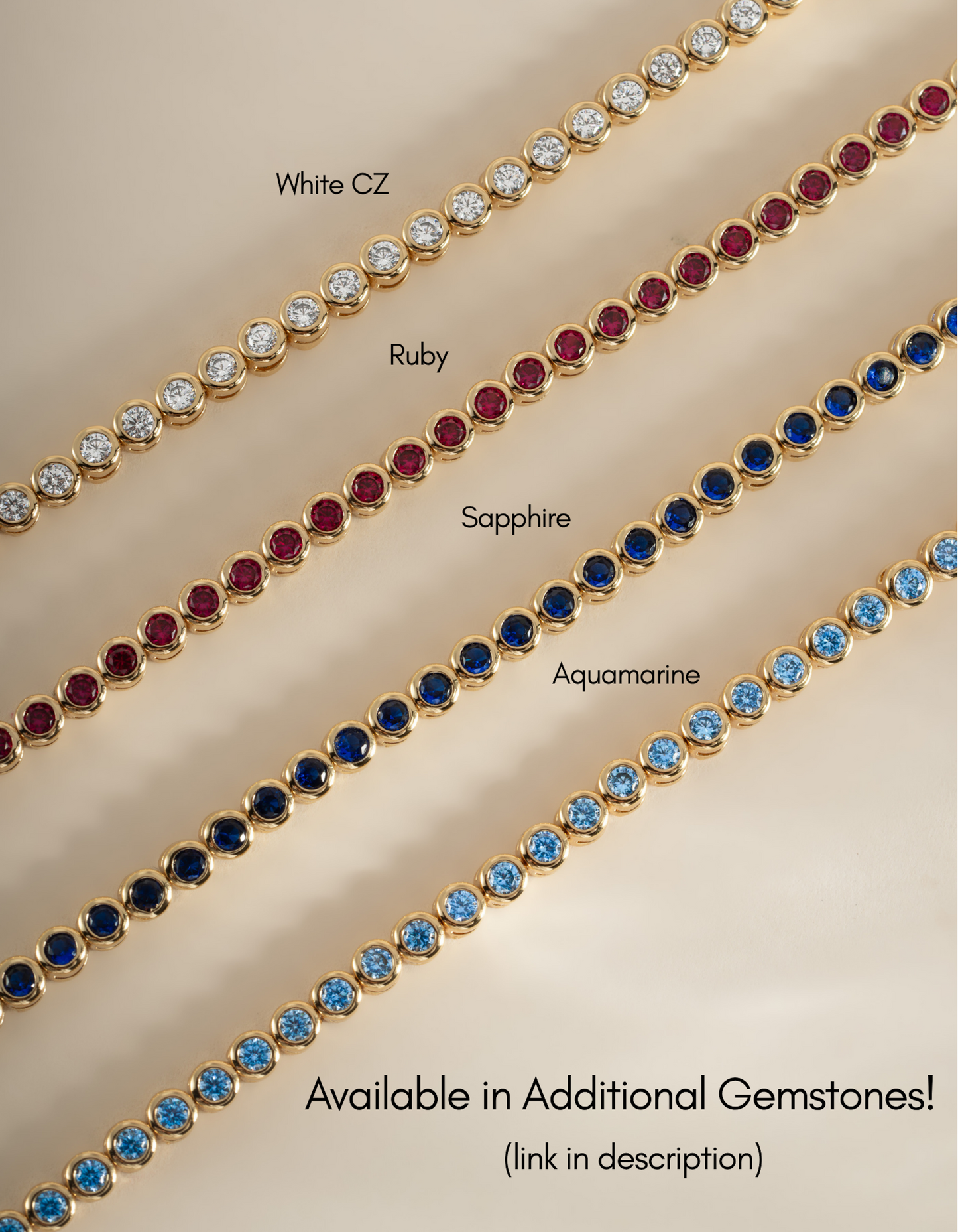 Aquamarine Bezel Tennis Necklace