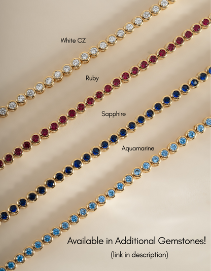 Aquamarine Bezel Tennis Necklace