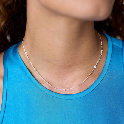 Celeste Delicate Station Necklace - Silver OS