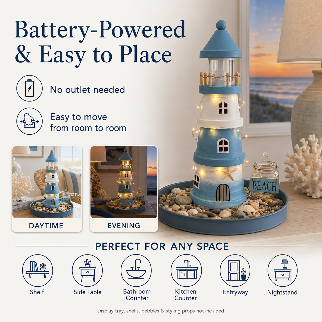 üåäLighted Coastal Lighthouse Tabletop Decor