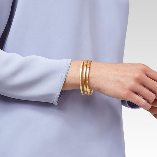 Crescent Stone Bangle - Pearl - M