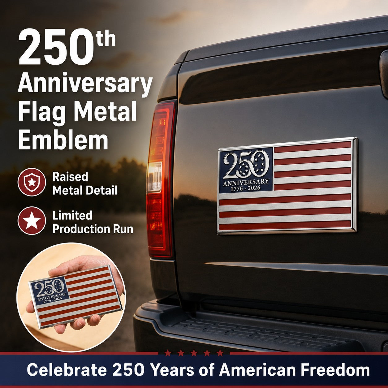 ‚òÖ250th Anniversary Metal Flag Emblem‚òÖ