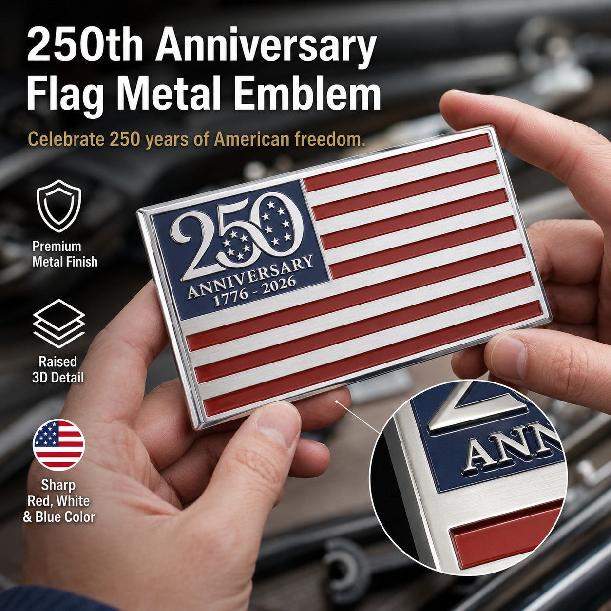 ‚òÖ250th Anniversary Metal Flag Emblem‚òÖ