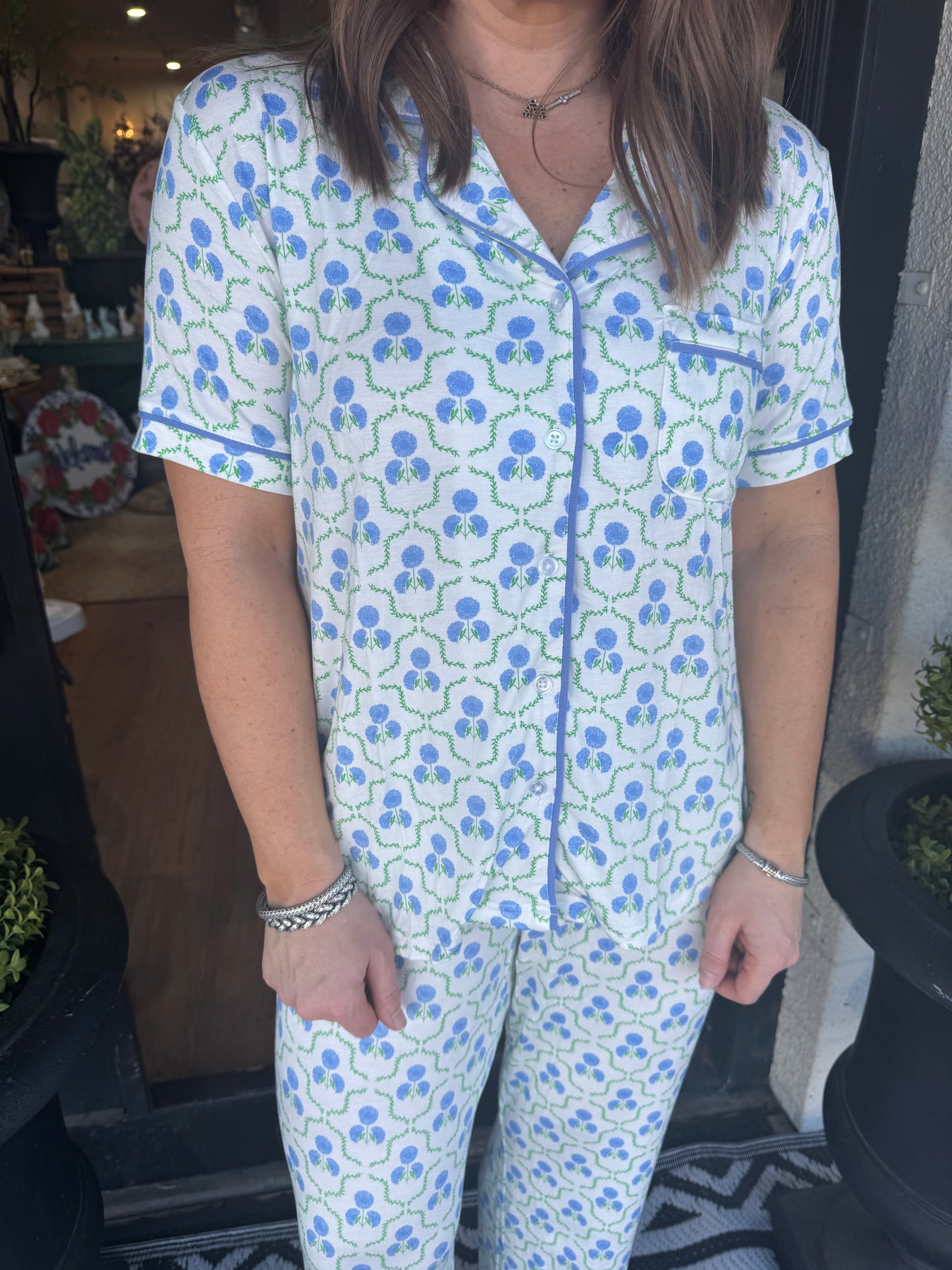 Mary Square Charlotte PJ Set Sweet Briar Lattice