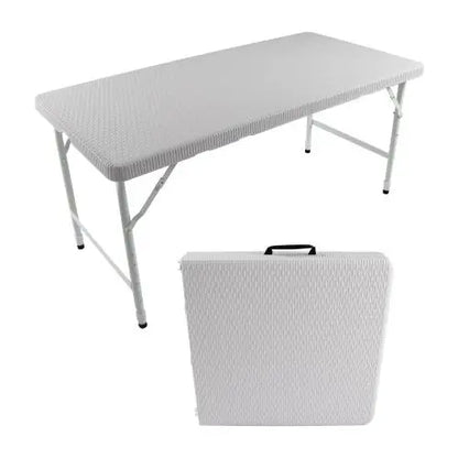 4ft Portable Folding Rattan Table – Indoor & Outdoor Plaited Brown