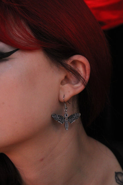 Silver Moth Earrings