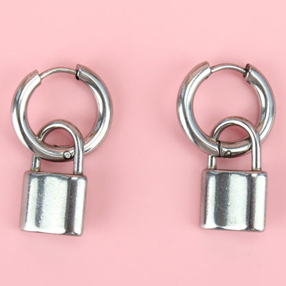 Small Padlock Hoop Earrings