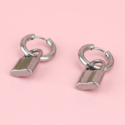 Small Padlock Hoop Earrings