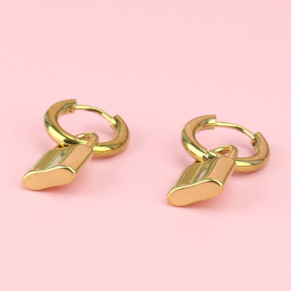 Small Padlock Hoop Earrings (Gold Plated)