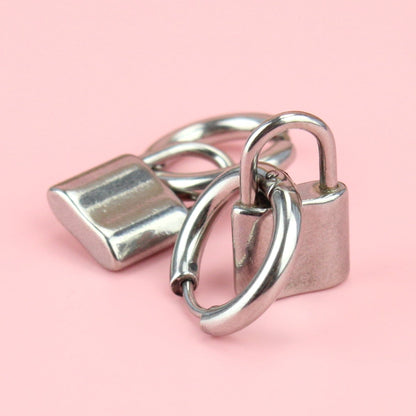 Small Padlock Hoop Earrings